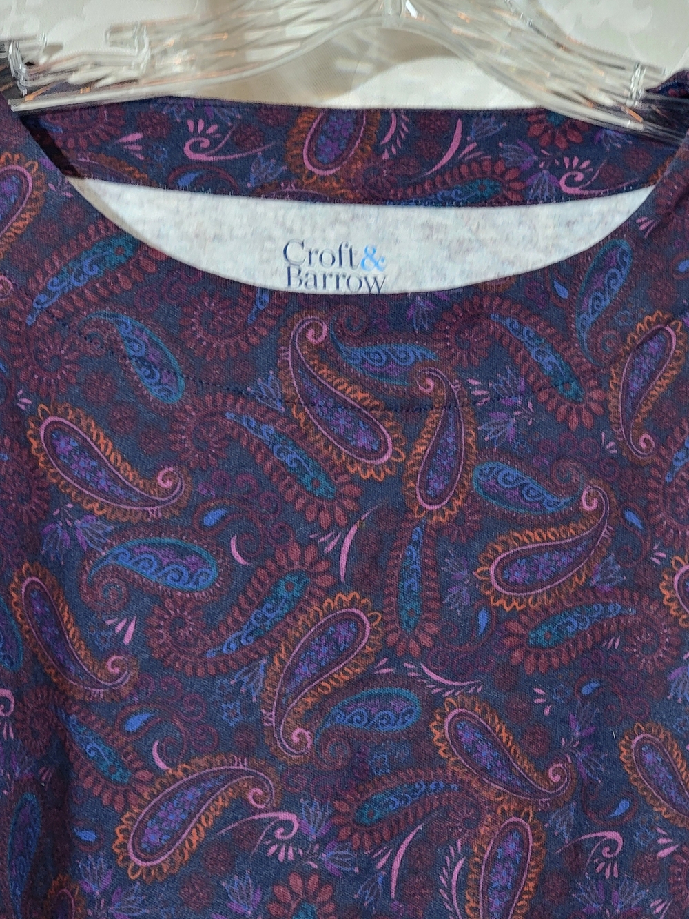 Croft & Barrow Paisley Crew Neck Top - Purple Multi